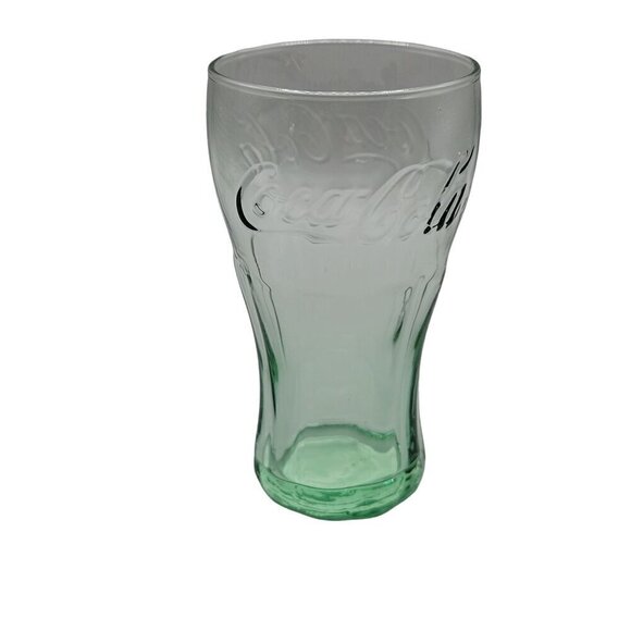 Coca Cola Vintage Green Drinking Glass Small 8 oz Coke Advertising Glassware 4.5 - Picture 2 of 5